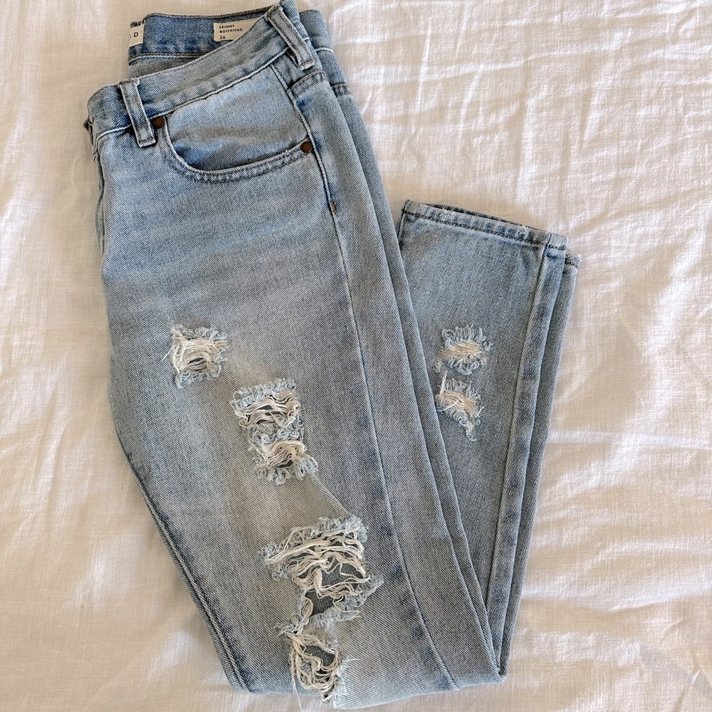 Women’s PacSun Petite Denim Jeans Distressed Ripped Boyfriend Skinny Light Color